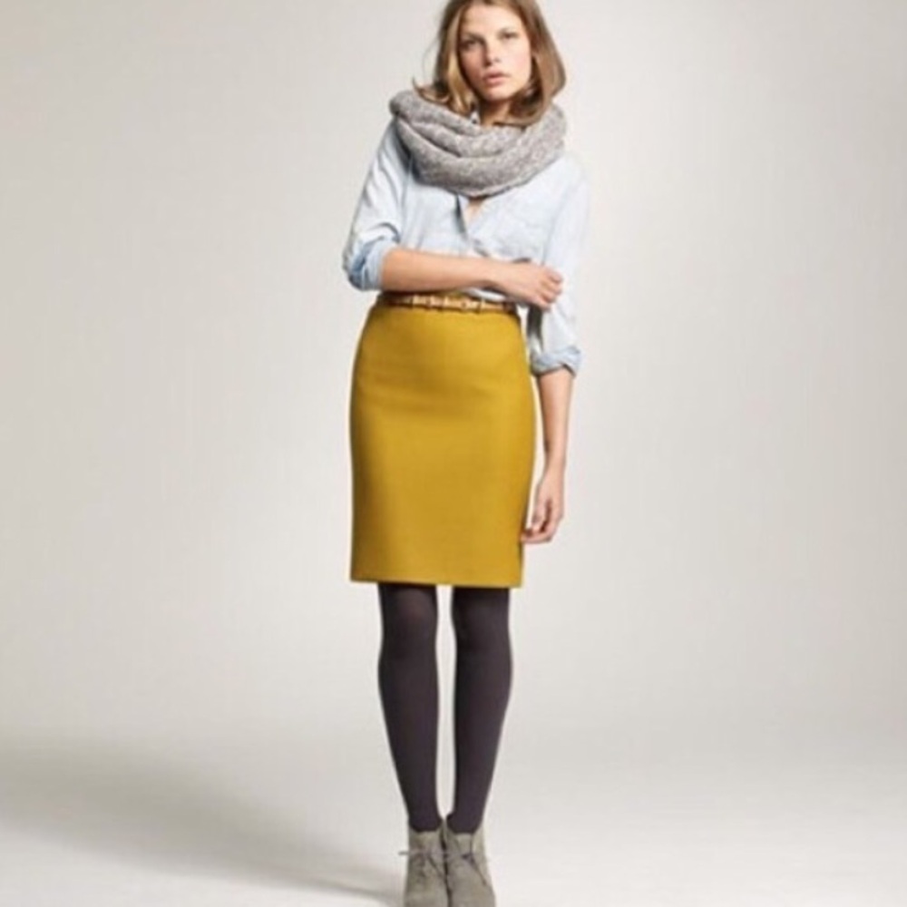 J Crew Mustard No. 2 Pencil Skirt